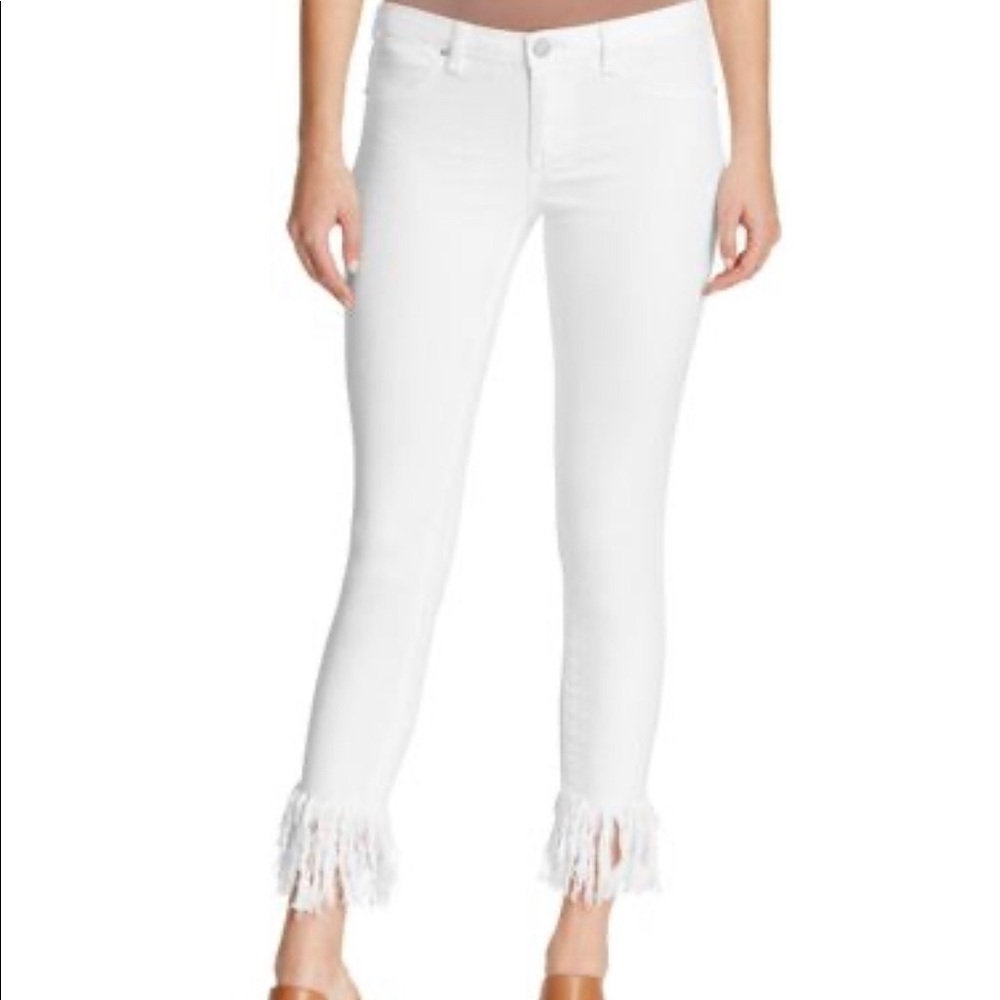 Blank NYC White Cropped Fray Hem Jeans